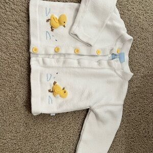 Bella Bliss White Sweater with Yellow Duck Accents